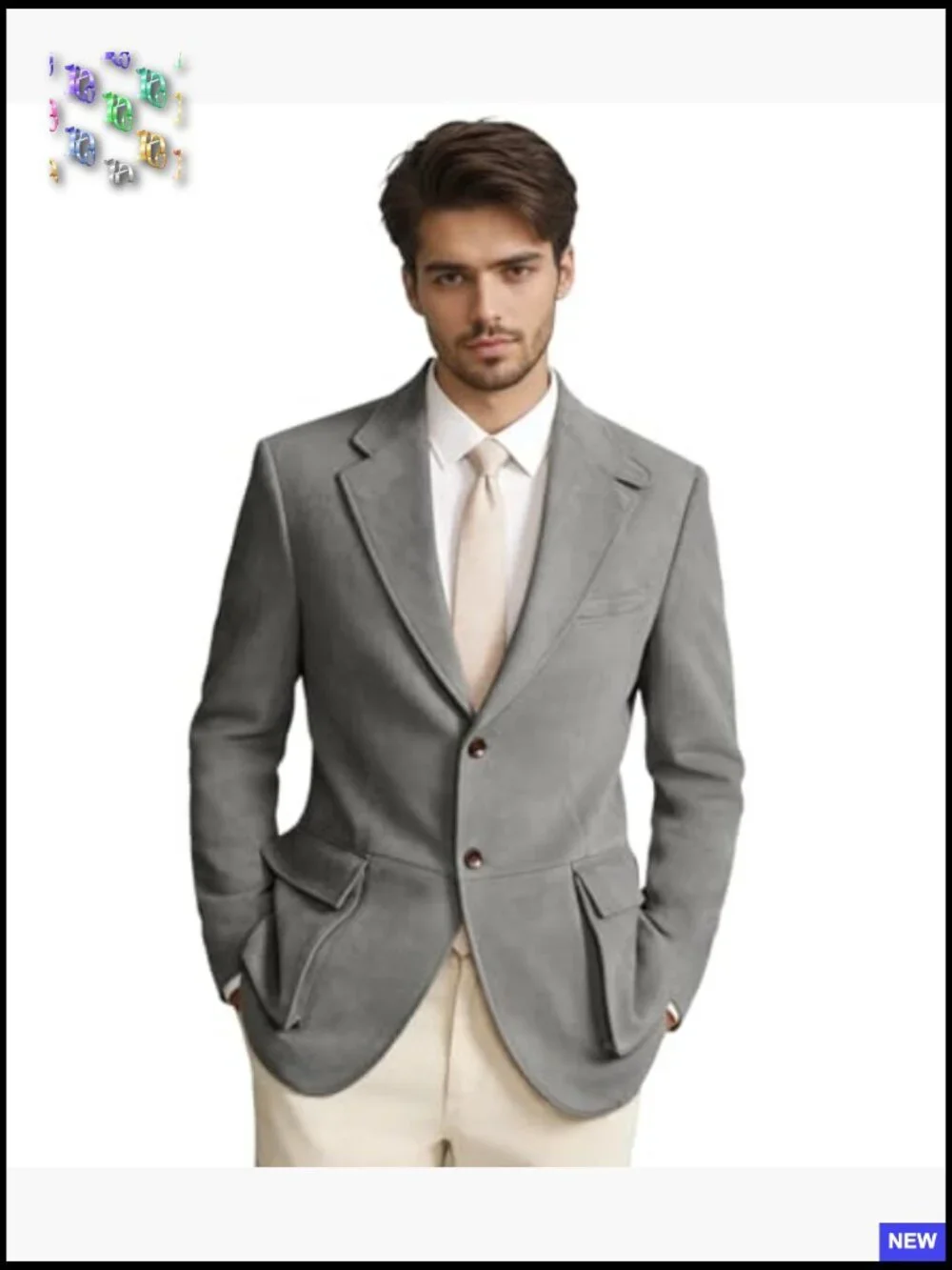 Suede Faux Leather Blazer Slim Fit Modern Western Cowboy Casual Elegant